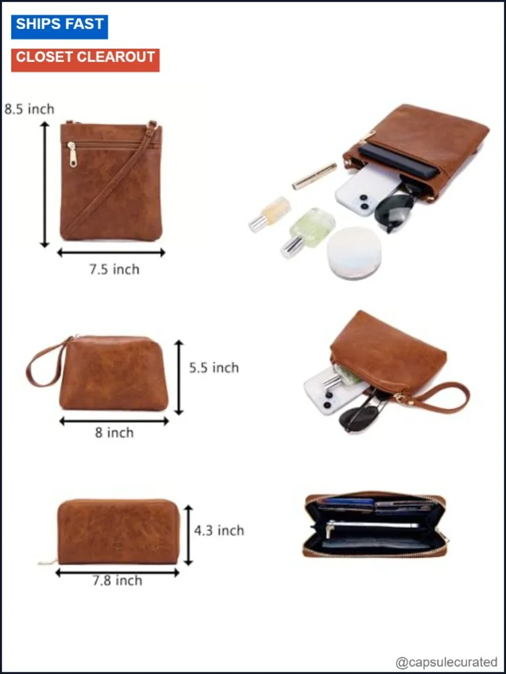 4PCS Vegan Leather Handbag & Wallet Set Large Hobo Crossbody Purse with